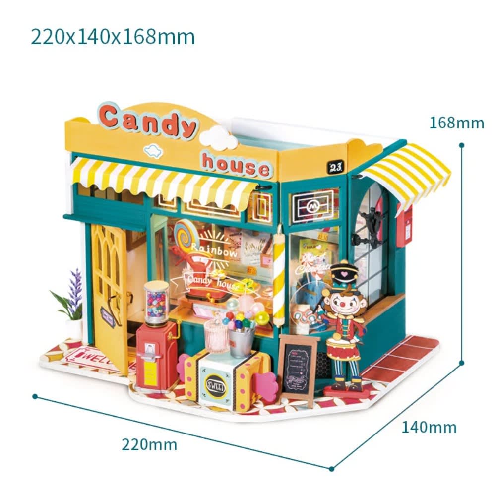 Robotime Rolife DIY Mini Dollhouse Rainbow Candy House Wooden Kit Toy